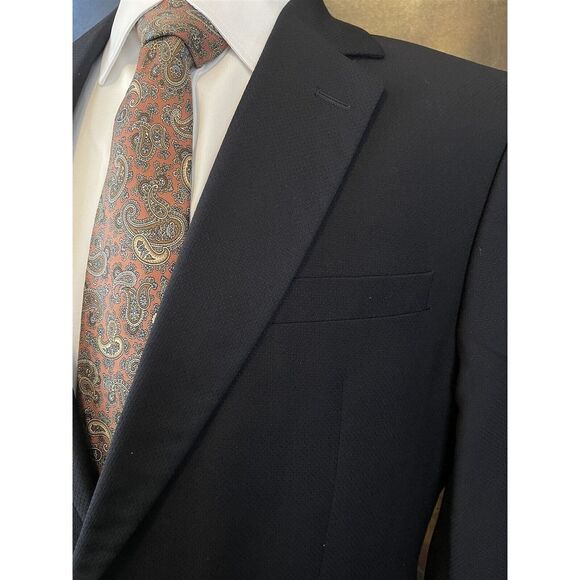 Reiss 40R Black Mohair Wool Pindot Textured Minimal Structure 2Btn Blazer Jacket - Picture 2 of 10